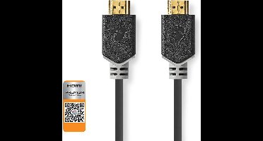Nedis Premium High Speed ​​HDMI-Kabel met Ethernet - HDMI Connector - HDMI Connector - 4K@60Hz - 18 Gbps - 1.00 m - Rond - PVC - Antraciet - Window Box