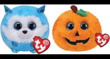 Ty - Knuffel - Teeny Puffies - Prince Husky & Halloween Pumpkin