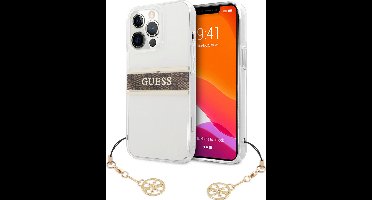 Guess Charms Transparant Backcase iPhone 13 Pro hoesje Bruin