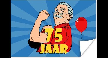 Poster Man - 75 Jaar verjaardag - Blauw - 30x20 cm