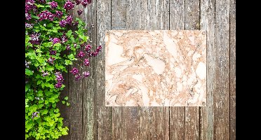 Tuin decoratie Marmer - Rood - Oranje - 40x30 cm - Tuindoek