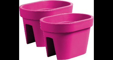 Prosperplast Balkon plantenpot/bloempot - 2x stuks - fuchsia roze - 40 x 27 x 25 cm - 12 liter - kunststof