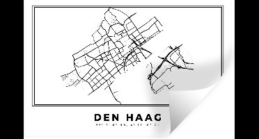 Muurstickers - Sticker Folie - Stadskaart – Zwart Wit - Kaart – Den Haag – Nederland – Plattegrond - 30x20 cm - Plakfolie - Muurstickers Kinderkamer - Zelfklevend Behang - Zelfklevend behangpapier - Stickerfolie
