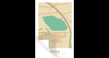 Muurstickers - Sticker Folie - Kaart - Alba - Vintage - Plattegrond - Stadskaart - 20x30 cm - Plakfolie - Muurstickers Kinderkamer - Zelfklevend Behang - Zelfklevend behangpapier - Stickerfolie
