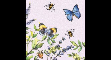 Duni Servetten Cherry Butterflies 33x33cm 3-laagstissue FSC pak a 20 servetten