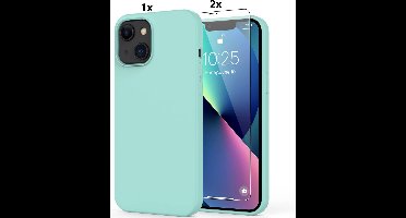 Hoesje Geschikt voor iPhone 11 Pro Hoesje Soft Nano Silicone Backcover Gel Turqoise Met 2x Glazen screenprotector