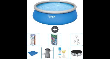 Bestway Rond Opblaasbaar Fast Set Zwembad - 457 x 122 cm - Blauw - Inclusief Pomp - Ladder Afdekzeil - Filter - Grondzeil - 8-delig