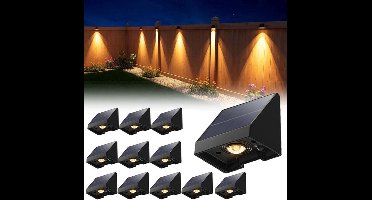 12-Pack Decoratieve Solar Lampen Voor Schutting – Waterdichte Led Buitenverlichting Op Zonne-Energie Met Warm Wit Licht – Voor Muur, Terras, Tuin, Hek, Garage, Zwembad – Eenvoudige Installatie - 6.6x5.8x5.1cm