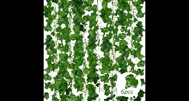 6 Stuks Kunstmatige Klimopplanten - Totale Lengte 12.6 Meter - Kunstplanten voor Tuin, Wanddecoratie, Slingerplanten - Artificial Ivy Vines for Garden, Home, Wedding - Fake Ivy Wall Decor - Hanging Ivy Plants