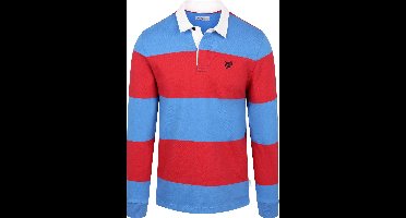 McGregor Rugbyshirt Streep Blauw Rood - Maat M - Heren - Rugby Poloshirts