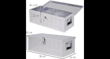 Aluminium Gereedschapskist – Opbergkist – Transportkist – Toolbox – Werkplaatskist – Ingebouwd Slot – 76 x 33 x 25 cm