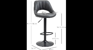 Barstoel – Barkruk – Barstoel Kruk – Keukenstoel – Barkrukken Set van 2 – Verstelbaar – 360° Draaibaar – Kunstleer – Met Voetensteun – Metaal – Grijs – Hoogte 90-110 cm