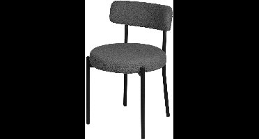 Eetkamerstoel – Stoel – Kuipstoel – Armstoel – Designstoel – Set Van 2 – Teddy Velvet Bekleding – Metalen Poten – Open Rugleuning – Donkergrijs