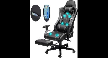 Gamingstoel – Bureaustoel – Massagestoel – Ergonomische Stoel – Draaistoel – 5 Massageprogramma’s – Kantelbaar Tot 175° - Zwart