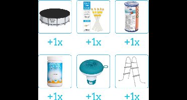 Zwembad Accessoirepakket voor Bestway Fast Set Opblaasbaar zwembad - 457x84 cm - Rattanprint - Rond - Met filterpomp - Bestway - 57313 - 6-delig