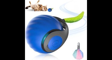 1 stuk interactieve kattenbal met pluche staart, hondenspeelgoed, kattenspeelgoed, slim kattenspeelgoed, intelligente mobiele kattenbal voor binnen, automatisch rollende bal voor katten en honden (blauw)
