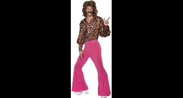Sixties hippie kostuum voor mannen - met roze broek en peace blouse - maat L/XL