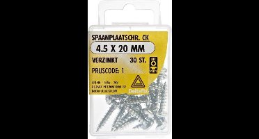 Deltafix spaanplaatschroef cilinderkop / kruiskop verzinkt 4.5 x 20 mm 30 st.