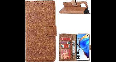 Hoesje Geschikt voor Xiaomi Mi 10T / Mi 10T Pro 5G Hoesje met Pasjeshouder portemonnee cover / bookcase - Bruin