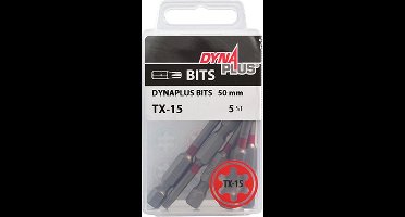 Dynaplus - Schroefbit - Torx 15 - 50mm - Rood (5 stuks)