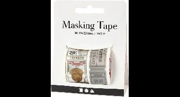 Masking tape, ticket en natuurmotieven, L: 3+5 M, B: 20+25 mm, 2 rol