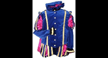 Witbaard Piet fluweel Malaga - Kostuum met cape - Blauw/roze