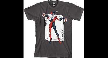 DC Comics Batman Heren Tshirt -L- Harley Quinn Card Games Grijs