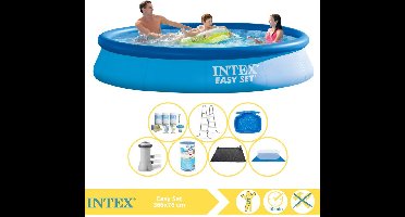 Intex Easy Set Zwembad - Opblaaszwembad - 366x76 cm - Inclusief Onderhoudspakket, Filter, Grondzeil, Solar Mat, Trap en Voetenbad