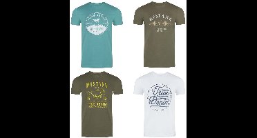 Mustang Heren T-Shirt 4-pack Mustang heren T-shirt regular fit Veelkleurig M Ronde Hals Volwassenen