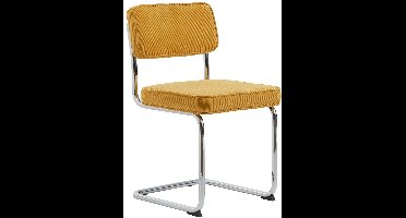Eetkamerstoel Rupert ribstof - Geel - eetkamerstoelen set van 4