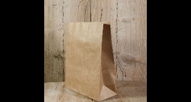 25 stuks Papieren tasjes effen kraft 23+12x30cm