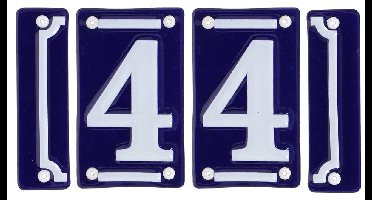 Best for Boots huisnummer 44 met sierrand - Oudhollands - emaille - blauw/wit