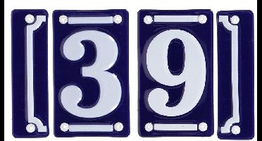 Best for Boots huisnummer 39 met sierrand - Oudhollands - emaille - blauw/wit