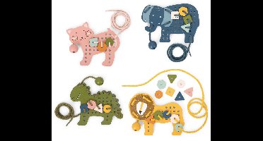 Trixie Houten Rijgspel Dieren – 3j+ – FSC hout – Stimuleert fijne motoriek