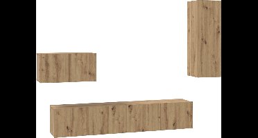 vidaXL - Wand - TV - Kast - Wandgemonteerd - 4 - pcs - Artisan - Eiken - Bewerkt - hout
