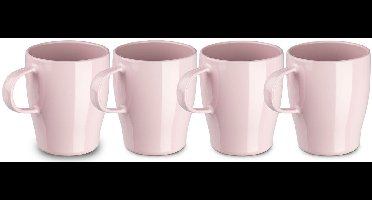 Plasticforte Bekers - 12x stuks - kunststof - roze - 300 ml - onbreekbare mokken - camping - kind