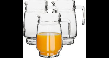 Luminarc schenkkan/karaf - 3x stuks - glas - 1,6 liter - Sapkannen - waterkannen - schenkkannen