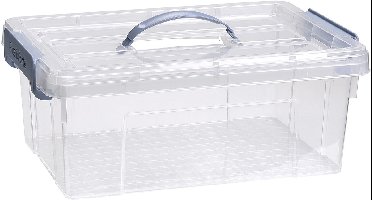 Plasticforte Opslagbox AZUL serie - met deksel - transparant - 12.5 liter - 40 x 30 x 16 cm - kunststof - opbergdoos - opbergen