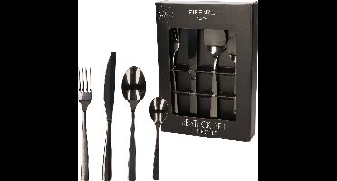 32-delige RVS bestekset mat zwart voor 8 personen - Tafelbestek voor ontbijt lunch en diner