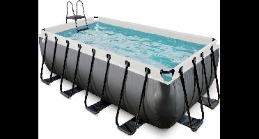 EXIT Black Leather Frame Zwembad 400x200x122cm - Opzetzwembad - met Zandfilterpomp - Rechthoekig - Zwart