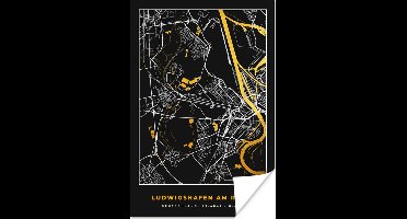 Poster Ludwigshafen Am Rhein - Goud - Plattegrond - Kaart - Stadskaart - Duitsland - 20x30 cm