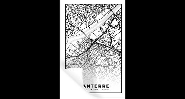 Muurstickers - Sticker Folie - Plattegrond - Nanterre - Kaart - Frankrijk - Stadskaart - Zwart wit - 20x30 cm - Plakfolie - Muurstickers Kinderkamer - Zelfklevend Behang - Zelfklevend behangpapier - Stickerfolie