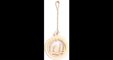 GC Houten Hanger Kerstbal Sneeuwpop 13x11 cm