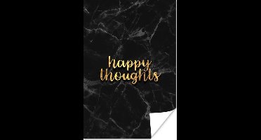 Poster Quotes - Happy - Goud - Zwart - 20x30 cm
