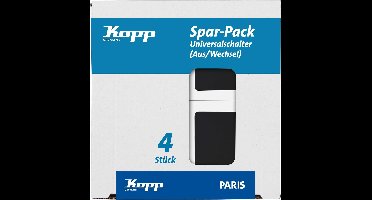 Kopp Wisselschakelaar - 1-voudig - Mat zwart - 4 stuks - Duurzaam thermoplast