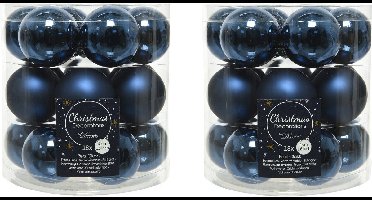 Decoris Kleine kerstballen - 36x st - donkerblauw - D4 cm - glas - kerstversiering