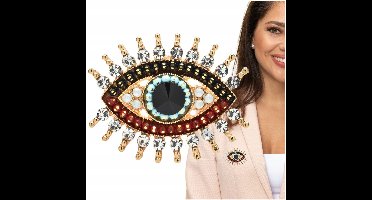 Gouden oogbroche met zirkonia - elegant damesaccessoire