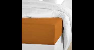 De Witte Lietaer Hoeslaken Olivia Copper - 140 x 200/220 x h 30 - Oranje- Katoen Satijn