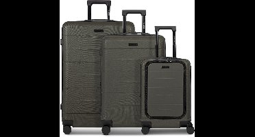 Police London 4 wielen Kofferset 3-delig met uitbreidingsplooi - Harde bagage - Combinatieslot - cool olive
