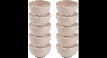Plasticforte Kommetjes - 10x - schaaltjes - Dessert en ontbijt - Kunststof - D13 cm - Beige